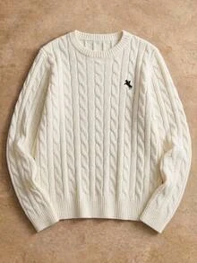 HIMLAND Autumn/Winter New Round Neck Fashion Versatile Pullover Long Sleeve Sweater For Men Halloween Christmas Winter Party Autumn  - White - View 1