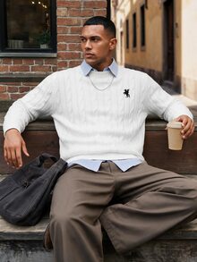 HIMLAND Autumn/Winter New Round Neck Fashion Versatile Pullover Long Sleeve Sweater For Men Halloween Christmas Winter Party Autumn  - White - View 4