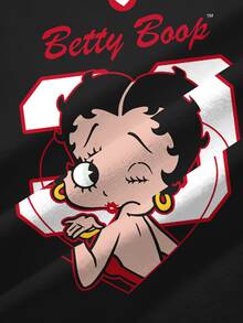 Betty Boop x SHEIN X Women's Casual Graphic Print Round Neck Short Sleeve Cropped T-Shirt - White - View 8