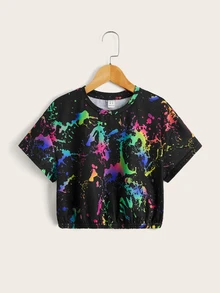 SHEIN ICON Women Reflective Ink Print Crop Graphic Tee - Multicolor - View 6