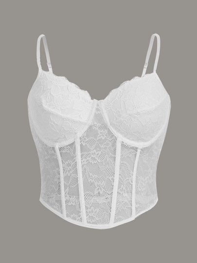SHEIN ICON Plus Lace White Corset Cami Top, Summer