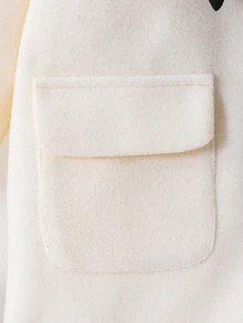 Elladie kids Young Girls Back To School Clothes, Toddler Fall Autumn Woolen Academy Style Light Apricot Sailor Collar Cardigan Jacket, 3D Bowknot Pearl Buttons - Apricot - View 7