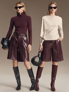 Ontre Women's Beach Holiday Country Style Country Concert 2026SS Autumn/Winter New Simple Elegant Old Money Style - Burgundy - View 2