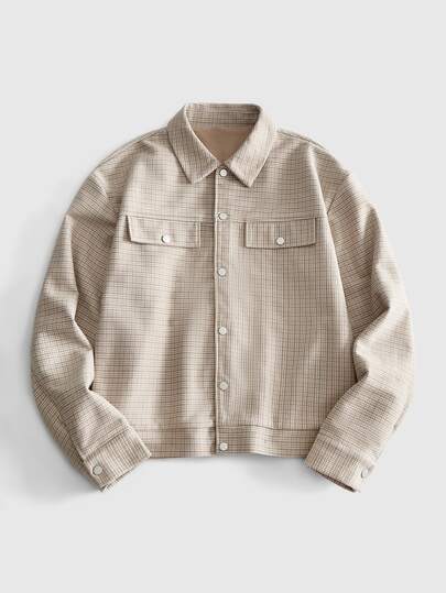 Street Life Cappotto casual da uomo a quadri con maniche lunghe e monopetto