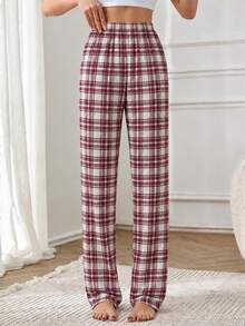 SHEIN 2PCS Women Sleep Bottoms - Burgundy - View 7
