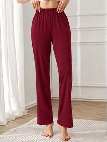 SHEIN 2PCS Women Sleep Bottoms - Burgundy - View 6