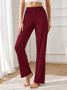 SHEIN 2PCS Women Sleep Bottoms - Burgundy - View 3