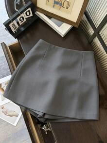 Franclia Women's High Waist Grey Summer Modest Office Skirt Shorts,A ...