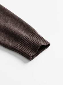 SHEIN CURVE+ Plus Size Women's Colorblock Casual Daily Cardigan - Brown - View 5