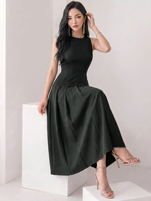 Heiryn Commuter Casual Pleated Women's Dress,Business Casual Woman - Black - View 2