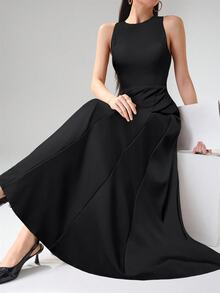 Heiryn Commuter Casual Pleated Women's Dress,Business Casual Woman - Black - View 1