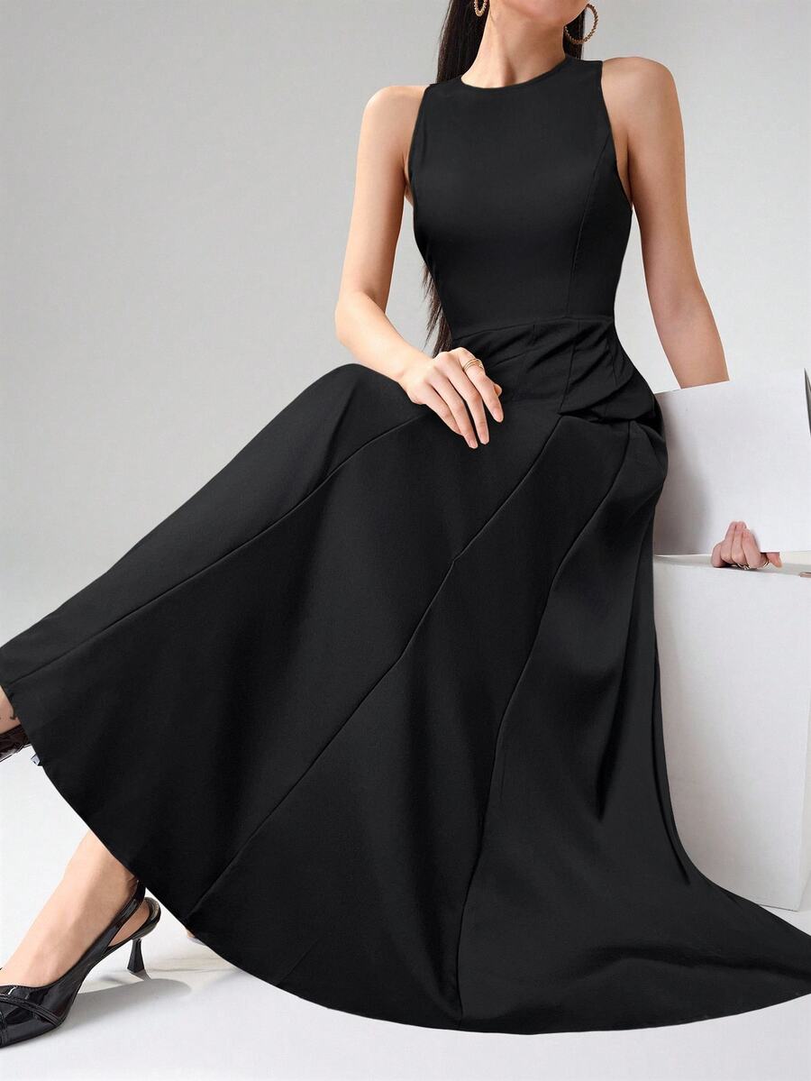 Heiryn Commuter Casual Pleated Women's Dress,Business Casual Woman - Black - View 1
