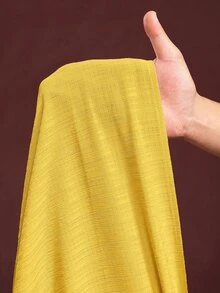 Veslaya Plus Size Mustard Yellow,Summer,Tropical,Vacation, Al-Adha Elegant Casual Loose Woven Textured Sleeveless Ruffle Trim Collar Maxi Dress For Women - Yellow - View 7