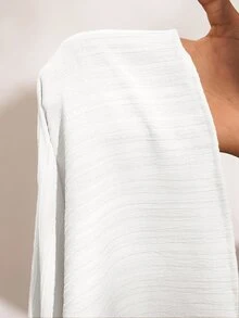 Veslaya 2025 New White Summer Party Vacation Women Plus Size 2 Pieces Set,Casual Textured Fishbone Strap Top And Wide Leg Pants With Pockets Y2k Outfits - White - View 11