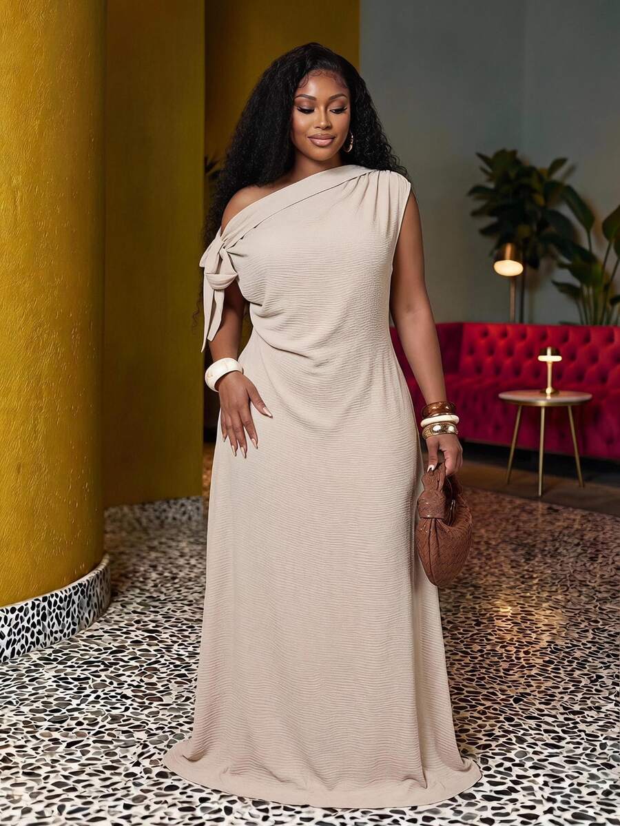 Veslaya Vestido de unicolor talla grande, uso casual y de vacaciones para uso diario, primavera/verano