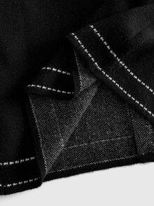 ROMWE MEN Men's Open Front Jacquard Knit Top, Vintage Fashion - Black - View 6