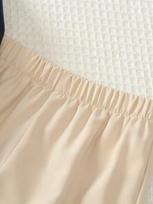 SHEIN 男童套裝，2合1設計上衣，V領對比條紋，胸前印花學院風，棕色長褲 - 藏蓝色 - 查看 6
