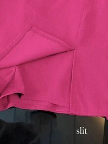 Franclia Fashionable Casual Commuter Versatile Textured Soft Fabric High Waist Slit Gray Women Shorts/Skirt/Culottes/Hot Pants, Spring/Autumn - Hot Pink - View 4