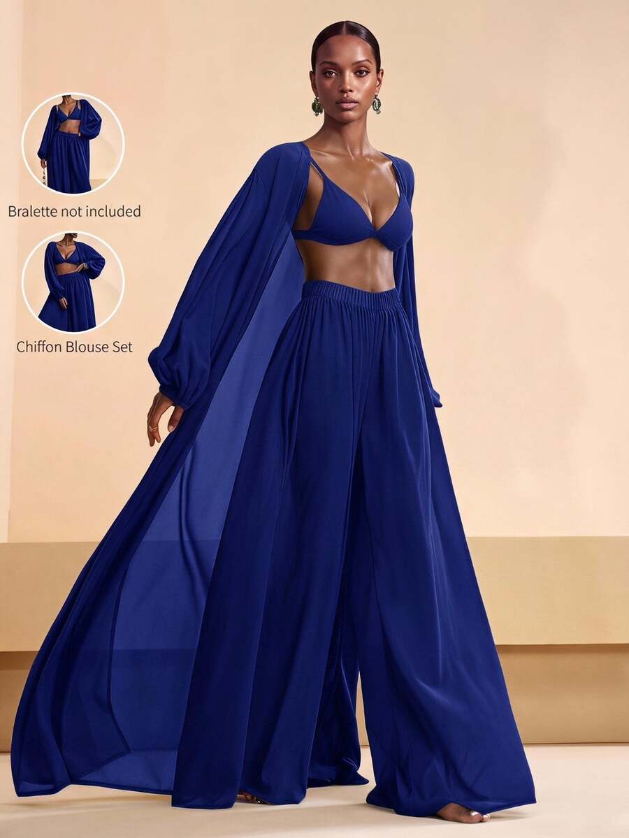 Zivah 2026 Vacation Casual Beach Elegant Shirt And Wide Leg Pants Coverup Set Summer