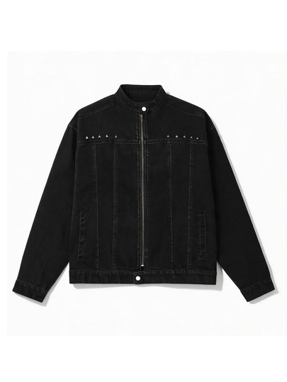 Cool Washed Herren-Denim Jacke, lässig vielseitig mit Nieten