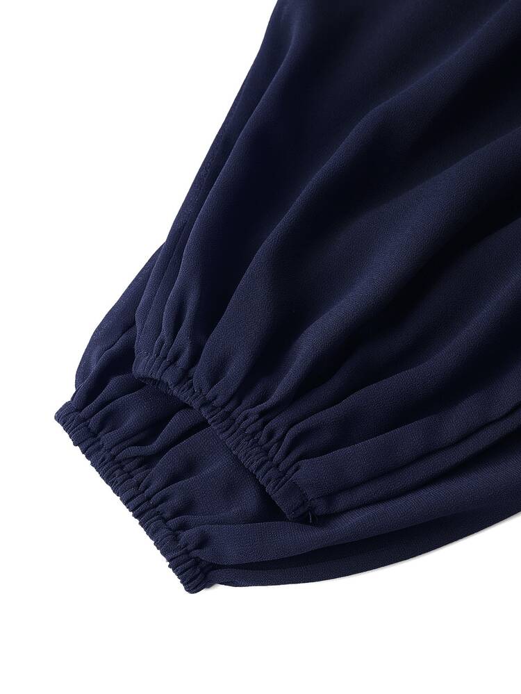 Lavishia Batwing Sleeve Ruffle Romantic Elegant Dress, Suitable For Date Night Bar Party Day Party Dinner Party Night Navy Blue Summer - Navy Blue - View 4
