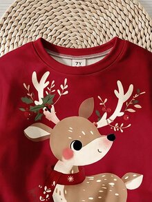 Young Girl Casual Crew Neck Long Sleeve Sweatshirt & Leggings 2pcs Set, Fleece Lined, Suitable For Autumn/Winter Kids - Multicolor - View 8