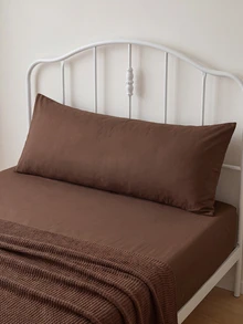 1pc Solid Coffee Brown Pillowcase Lumbar Pillow Long Pillowcase (Pillow Core Not Included), Soft And Breathable, Envelope Closure, Suitable For Bed, Sofa, Living Room And Other Home Decor, Country Style, Size 20"X54" - Brown - View 10