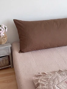 1pc Solid Coffee Brown Pillowcase Lumbar Pillow Long Pillowcase (Pillow Core Not Included), Soft And Breathable, Envelope Closure, Suitable For Bed, Sofa, Living Room And Other Home Decor, Country Style, Size 20"X54" - Brown - View 9
