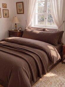 1pc Solid Coffee Brown Pillowcase Lumbar Pillow Long Pillowcase (Pillow Core Not Included), Soft And Breathable, Envelope Closure, Suitable For Bed, Sofa, Living Room And Other Home Decor, Country Style, Size 20"X54" - Brown - View 2