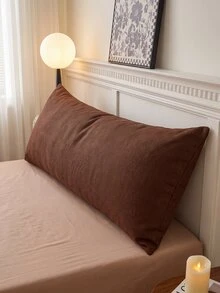 1pc Solid Coffee Brown Pillowcase Lumbar Pillow Long Pillowcase (Pillow Core Not Included), Soft And Breathable, Envelope Closure, Suitable For Bed, Sofa, Living Room And Other Home Decor, Country Style, Size 20"X54" - Brown - View 4