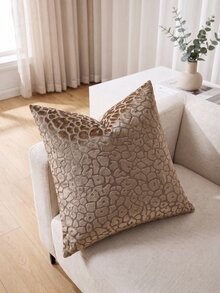 1pc Brown Leopard Print Pillow Cover (No Insert), Modern Jacquard Velvet Fabric, Animal Pattern Square Decorative Cushion Cover, Suitable For Sofa, Bed, Bedroom, Holiday Decor, Party Decor, Gift, Home Decor, All Season - Tan - View 9