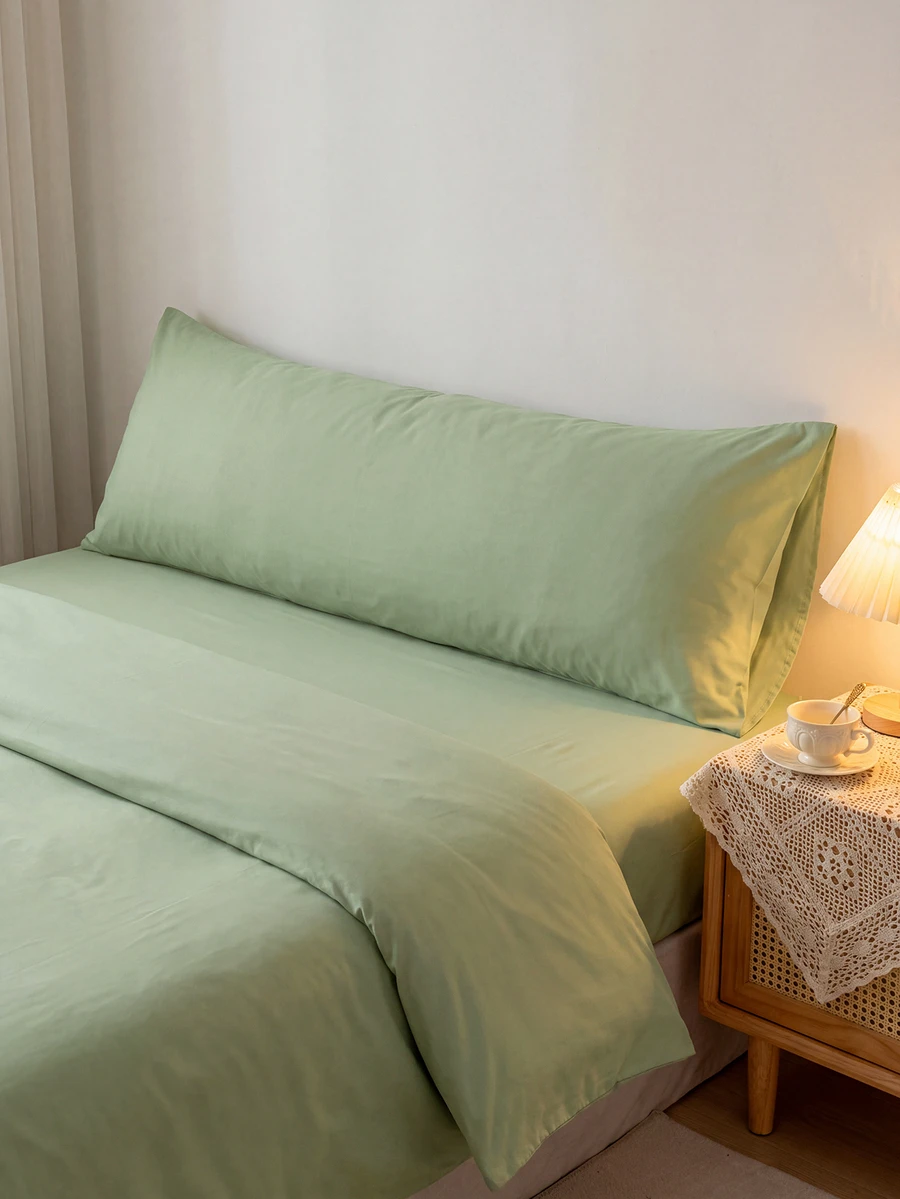 1pc Premium Solid Green Long Pillow Case, No Filling, Soft And Breathable, Envelope Closure, 20"X54" Decorative Pillow Cover, Suitable For Bed, Home, Sofa, Living Room, Back To School Dorm Bedding - Mint Green - View 1