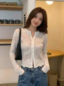 Serisse 女款休閒度假純色提花輕量夾克外套 - 米色 - 查看 3