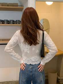 Serisse 女款休閒度假純色提花輕量夾克外套 - 米色 - 查看 2