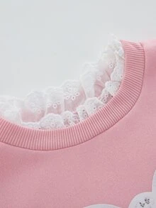 Genkimix Kids 女童蝴蝶結刺繡 2 件套海軍藍假分層條紋領長袖衛衣寬腿褲套裝 返校季嬰幼兒秋季穿搭 - 粉色 - 查看 5