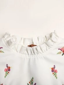 SHEIN 青少年女孩寬鬆休閒簡約舒適拼接配色洋裝童裝 - 棕色 - 查看 5