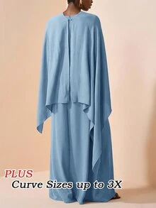 Veslaya Al-Adha Brown Autumn Elegant Wedding Evening Formal Modest Dress Western Nomadic College Basic Versatile Birthday Parties Graduation Holiday - Baby Blue - View 2