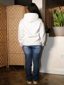 Steph T Sudadera con capucha de unicolor con cordón, blusas de manga larga para graduación, regreso a la escuela, graduación, maestras, sudadera de regreso a la escuela para otoño - Blanco - Ver 3