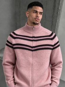 Manfinity Hypemode Men's Colorblock Casual Versatile Daily Wear Cardigan - Pink - View 4