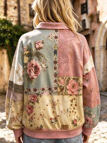 LanaWest CURVE Plus Size Women's Floral Print Casual Everyday Long Sleeve Sweatshirt Winter - Multicolor - View 2