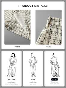 GlowEve CURVE Plus Size Elegant Casual Commuter Plaid Wrap Skort Fall Office Formal Blue White Stripe - Apricot - View 3