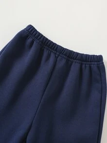 Cozy Pixies 男嬰休閒極簡經典時尚學院風條紋熊圖案可愛風寬鬆舒適針織軟帽連帽衛衣與純色鬆緊腰慢跑褲套裝，適合秋冬 - 彩色 - 查看 6