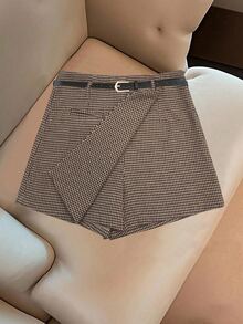 Calvaya Women's Casual Versatile Commuter Houndstooth Wrap Mini Skirt - Multicolor - View 4