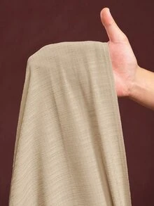 Veslaya Spring/Summer New Arrival Vacation Elegant Casual Loose Solid Beige Woven Textured Fabric Sleeveless Ruffle Trim Collar Maxi Dress For Plus Size Women - Apricot - View 7
