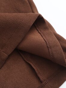 LUMIGAL Napoleon Military Slim Jacket Women Stand Collar Double Breasted Peplum Office Autumn - Brown - View 7