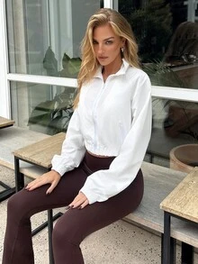 emmajanestevens جاكيت أمامي مزود بسحاب للحماية من الشمس للسيدات في فصل الخريف/الشتاء - أبيض - مشاهدة 5