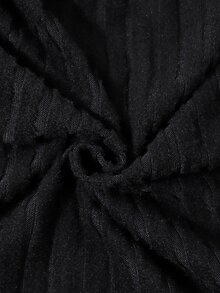 SHEIN Girls Sweet Cool Bowknot Denim Set, Black And White Ribbed Cardigan With Inner Layer, Wide Leg Denim Pants, School Off Campus Birthday Winter Cute 80s - Multicolor - View 7