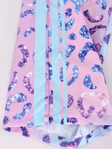 SHEIN 青少年女孩亮片豹紋拼接夾克褲裝休閒酷女孩可愛Y2K風秋季運動服套裝校園運動 - 彩色 - 查看 7