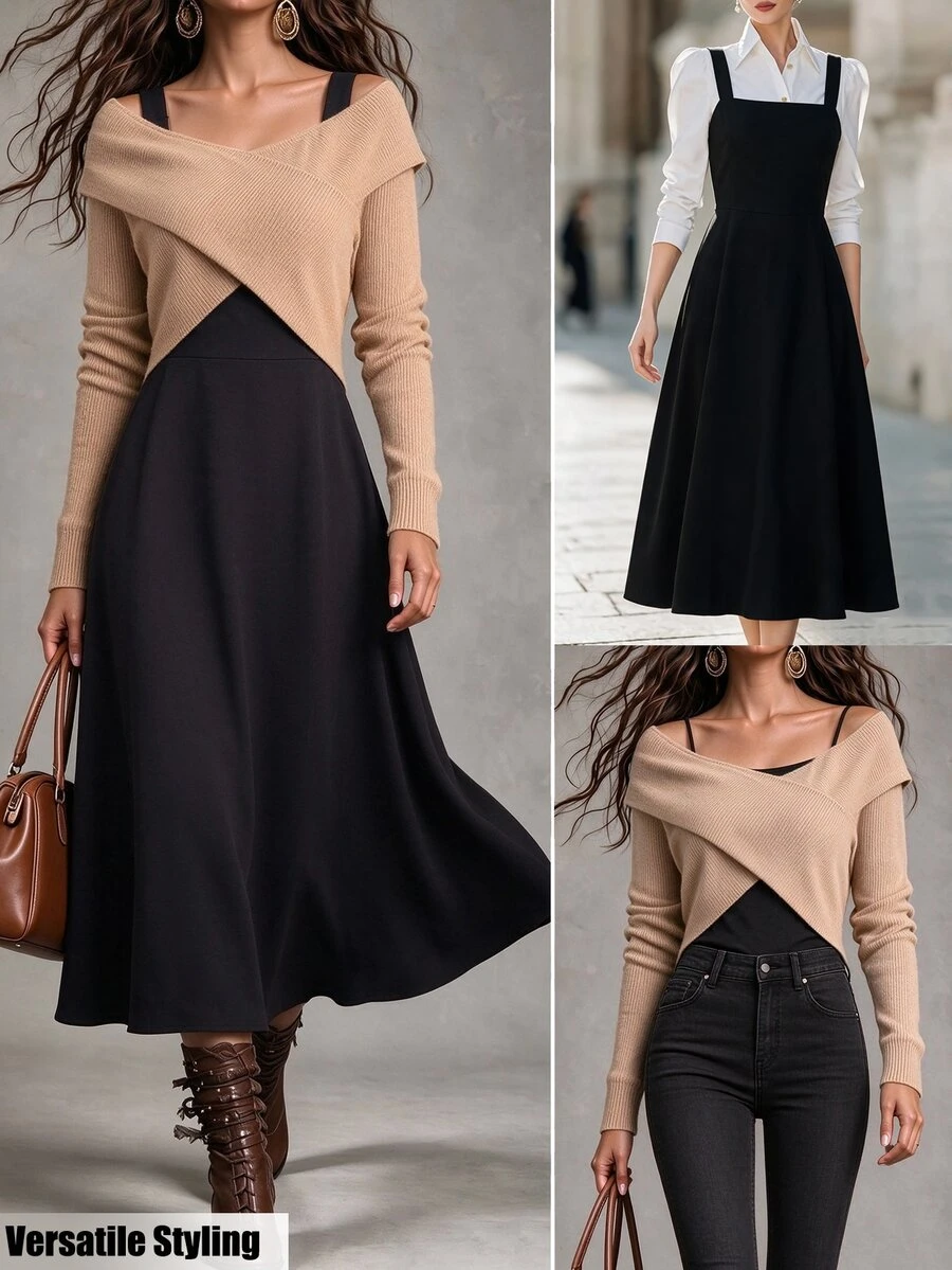 LUMIGAL Fall Clothes FOR WomenWomen Two Pieces Outfits Brunch Black Elegant - Multicolor - View 1