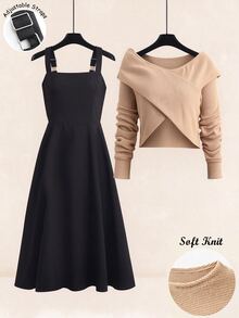 LUMIGAL Fall Clothes FOR WomenWomen Two Pieces Outfits Brunch Black Elegant - Multicolor - View 12